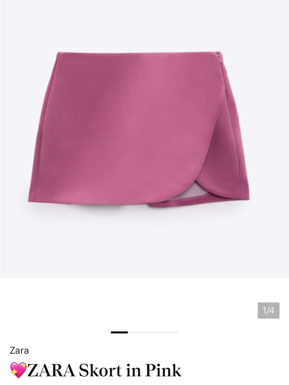 ZARA Rose-Pink Asymmetric Mini Skort